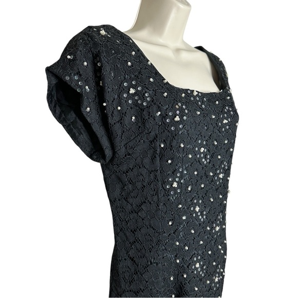 Elegant Black Sequined Lace Evening Dress Women’s Size Small - Picture 6 of 13